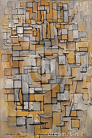 Tableau no. 1, 1913 painting by Piet Mondrian Editorial Stock Photo